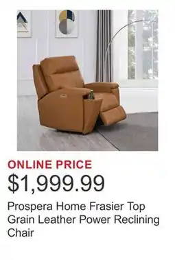 Costco Prospera Home Frasier Top Grain Leather Power Reclining Chair offer