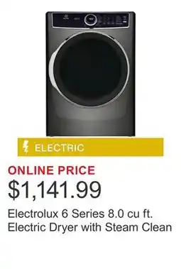 Costco Electrolux 6 Series 8.0 cu ft. Electric Dryer with Steam Clean offer