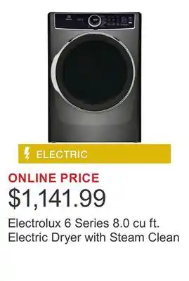 Costco Electrolux 6 Series 8.0 cu ft. Electric Dryer with Steam Clean offer
