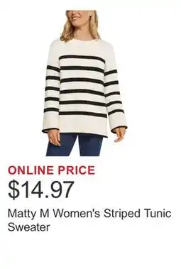 Costco Matty M Women's Striped Tunic Sweater offer