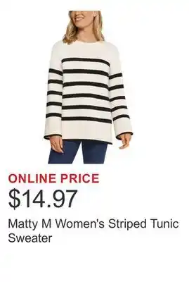 Costco Matty M Women's Striped Tunic Sweater offer
