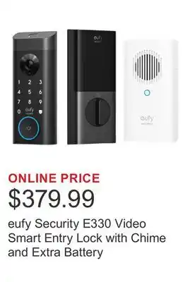 Costco eufy Security E330 Video Smart Entry Lock with Chime and Extra Battery offer