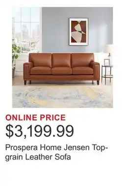 Costco Prospera Home Jensen Top-grain Leather Sofa offer
