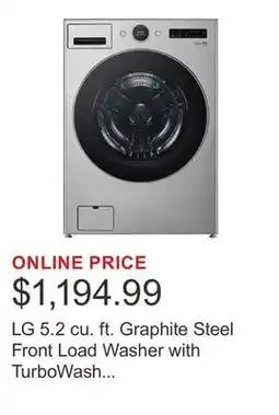 Costco LG 5.2 cu. ft. Graphite Steel Front Load Washer with TurboWash Technology offer