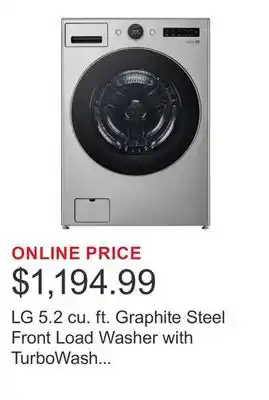 Costco LG 5.2 cu. ft. Graphite Steel Front Load Washer with TurboWash Technology offer
