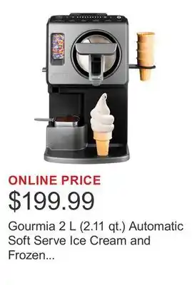 Costco Gourmia 2 L (2.11 qt.) Automatic Soft Serve Ice Cream and Frozen Drink Maker offer