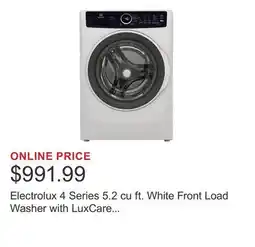 Costco Electrolux 4 Series 5.2 cu ft. White Front Load Washer with LuxCare Wash System offer