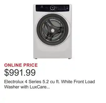 Costco Electrolux 4 Series 5.2 cu ft. White Front Load Washer with LuxCare Wash System offer