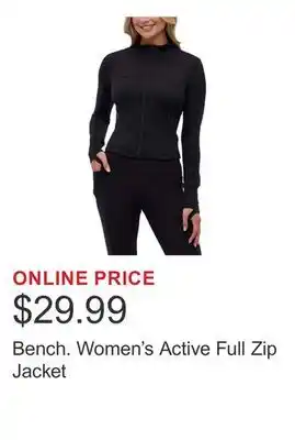 Costco Bench. Women's Active Full Zip Jacket offer