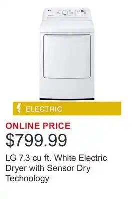 Costco LG 7.3 cu ft. White Electric Dryer with Sensor Dry Technology offer