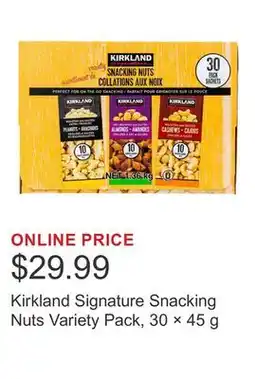Costco Kirkland Signature Snacking Nuts Variety Pack, 30 × 45 g offer