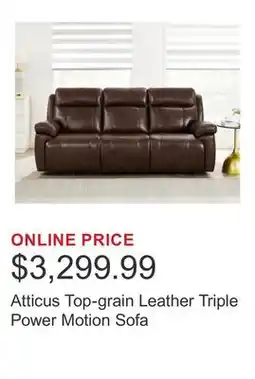 Costco Atticus Top-grain Leather Triple Power Motion Sofa offer
