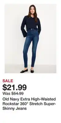 Old Navy Old Navy Extra High-Waisted Rockstar 360° Stretch Super-Skinny Jeans offer