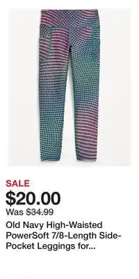 Old Navy Old Navy High-Waisted PowerSoft 7/8-Length Side-Pocket Leggings for Girls offer