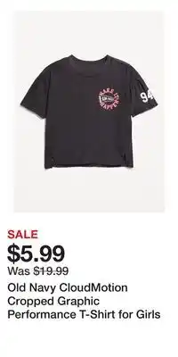 Old Navy Old Navy CloudMotion Cropped Graphic Performance T-Shirt for Girls offer
