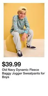 Old Navy Old Navy Dynamic Fleece Baggy Jogger Sweatpants for Boys offer