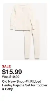 Old Navy Old Navy Snug-Fit Ribbed Henley Pajama Set for Toddler & Baby offer