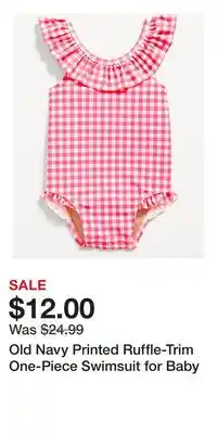 Old Navy Old Navy Printed Ruffle-Trim One-Piece Swimsuit for Baby offer