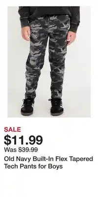 Old Navy Old Navy Built-In Flex Tapered Tech Pants for Boys offer