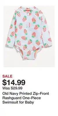Old Navy Old Navy Printed Zip-Front Rashguard One-Piece Swimsuit for Baby offer