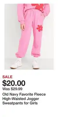 Old Navy Old Navy Favorite Fleece High-Waisted Jogger Sweatpants for Girls offer