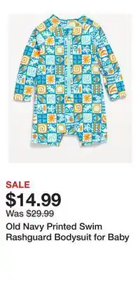 Old Navy Old Navy Printed Swim Rashguard Bodysuit for Baby offer