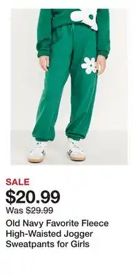 Old Navy Old Navy Favorite Fleece High-Waisted Jogger Sweatpants for Girls offer