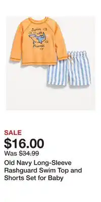 Old Navy Old Navy Long-Sleeve Rashguard Swim Top and Shorts Set for Baby offer