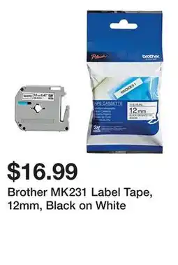 Newegg Brother MK231 Label Tape, 12mm, Black on White offer
