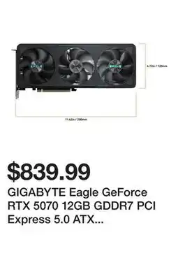 Newegg GIGABYTE Eagle GeForce RTX 5070 12GB GDDR7 PCI Express 5.0 ATX Graphics Card GV-N5070EAGLE OC-12GD offer