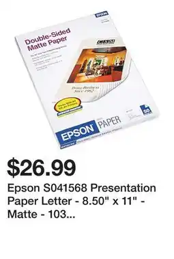 Newegg Epson S041568 Presentation Paper Letter - 8.50 x 11 - Matte - 103 Brightness - 50 / Pack - White offer