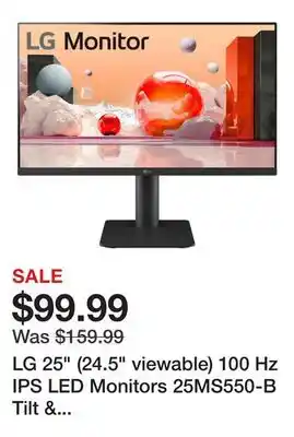 Newegg LG 25 (24.5 viewable) 100 Hz IPS LED Monitors 25MS550-B Tilt & Height Adjustable Stand Black offer