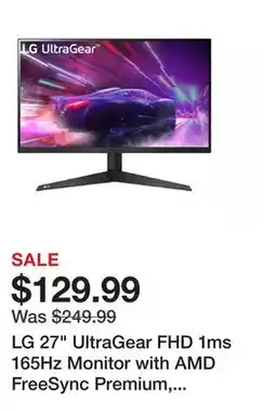Newegg LG 27 UltraGear FHD 1ms 165Hz Monitor with AMD FreeSync Premium, 27GQ40W-B offer