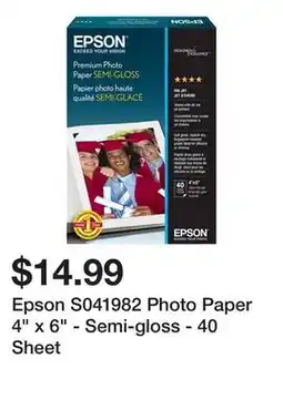 Newegg Epson S041982 Photo Paper 4 x 6 - Semi-gloss - 40 Sheet offer