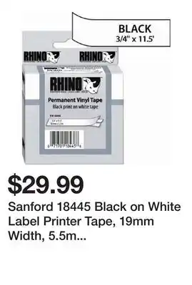 Newegg Sanford 18445 Black on White Label Printer Tape, 19mm Width, 5.5m Length offer