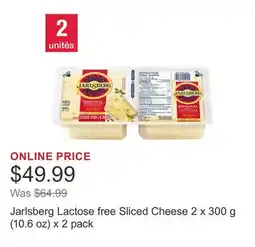 Costco Jarlsberg Lactose free Sliced Cheese 2 x 300 g (10.6 oz) x 2 pack offer