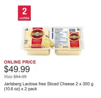 Costco Jarlsberg Lactose free Sliced Cheese 2 x 300 g (10.6 oz) x 2 pack offer