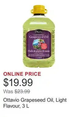 Costco Ottavio Grapeseed Oil, Light Flavour, 3 L offer