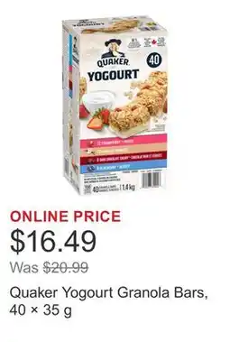 Costco Quaker Yogourt Granola Bars, 40 × 35 g offer