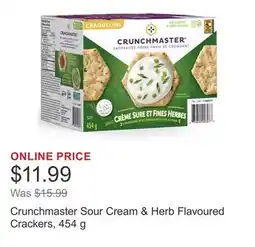 Costco Crunchmaster Sour Cream & Herb Flavoured Crackers, 454 g offer