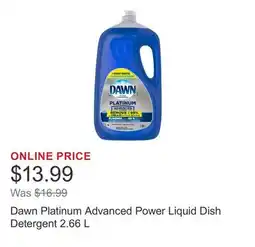 Costco Dawn Platinum Advanced Power Liquid Dish Detergent 2.66 L offer