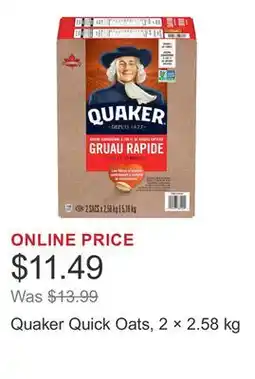 Costco Quaker Quick Oats, 2 × 2.58 kg offer