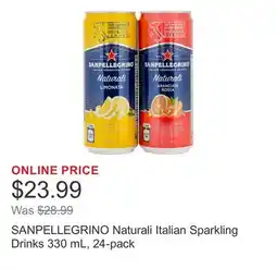 Costco SANPELLEGRINO Naturali Italian Sparkling Drinks 330 mL, 24-pack offer