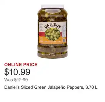 Costco Daniel's Sliced Green Jalapeño Peppers, 3.78 L offer