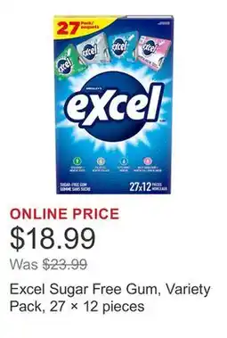 Costco Excel Sugar Free Gum, Variety Pack, 27 × 12 pieces offer