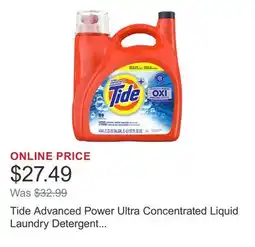 Costco Tide Advanced Power Ultra Concentrated Liquid Laundry Detergent with Oxi 89 Loads offer