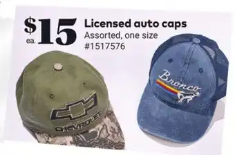 Giant Tiger Licensed auto caps offer
