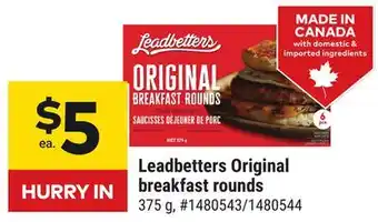 Giant Tiger Leadbetters Original Pork Breakfast Rounds, 6-Pack offer