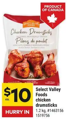 Giant Tiger Select Valley Foods chicken drumsticks offer