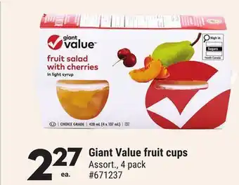 Giant Tiger Giant Value fruit cups offer